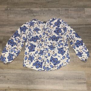 Talbots Button Up Floral Blouse Medium Top